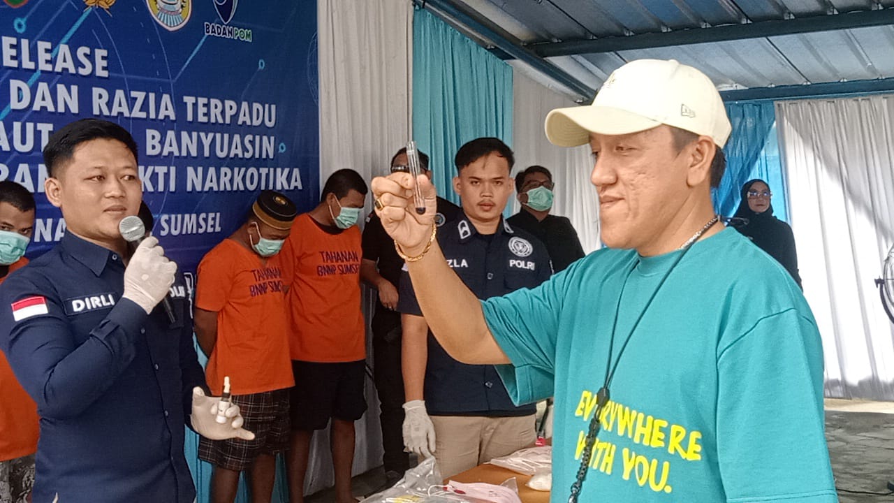 Ketua IJTI Sumsel Cek Pemusnahan Narkoba Yang di Lakukan BNNP SUMSEL